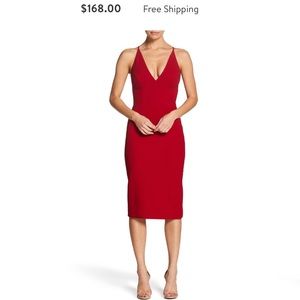 DRESS THE POPULATION Red Midi Dress